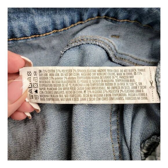 Forever 21 Distressed Faded Blue Denim Ripped Torn Up High Rise Skinny Jeans - Picture 8 of 10